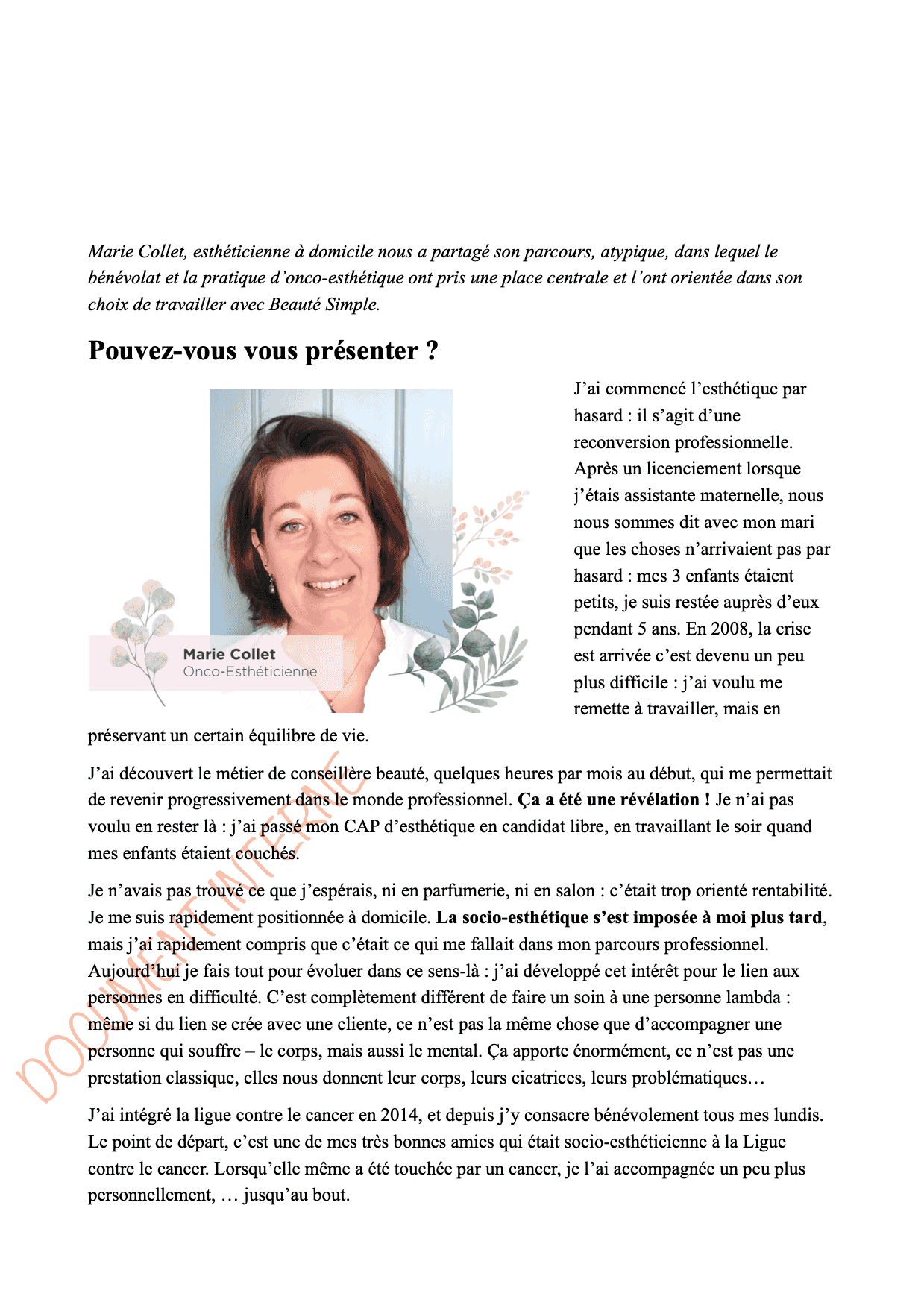 Marie Collet Onco-Esthéticienne