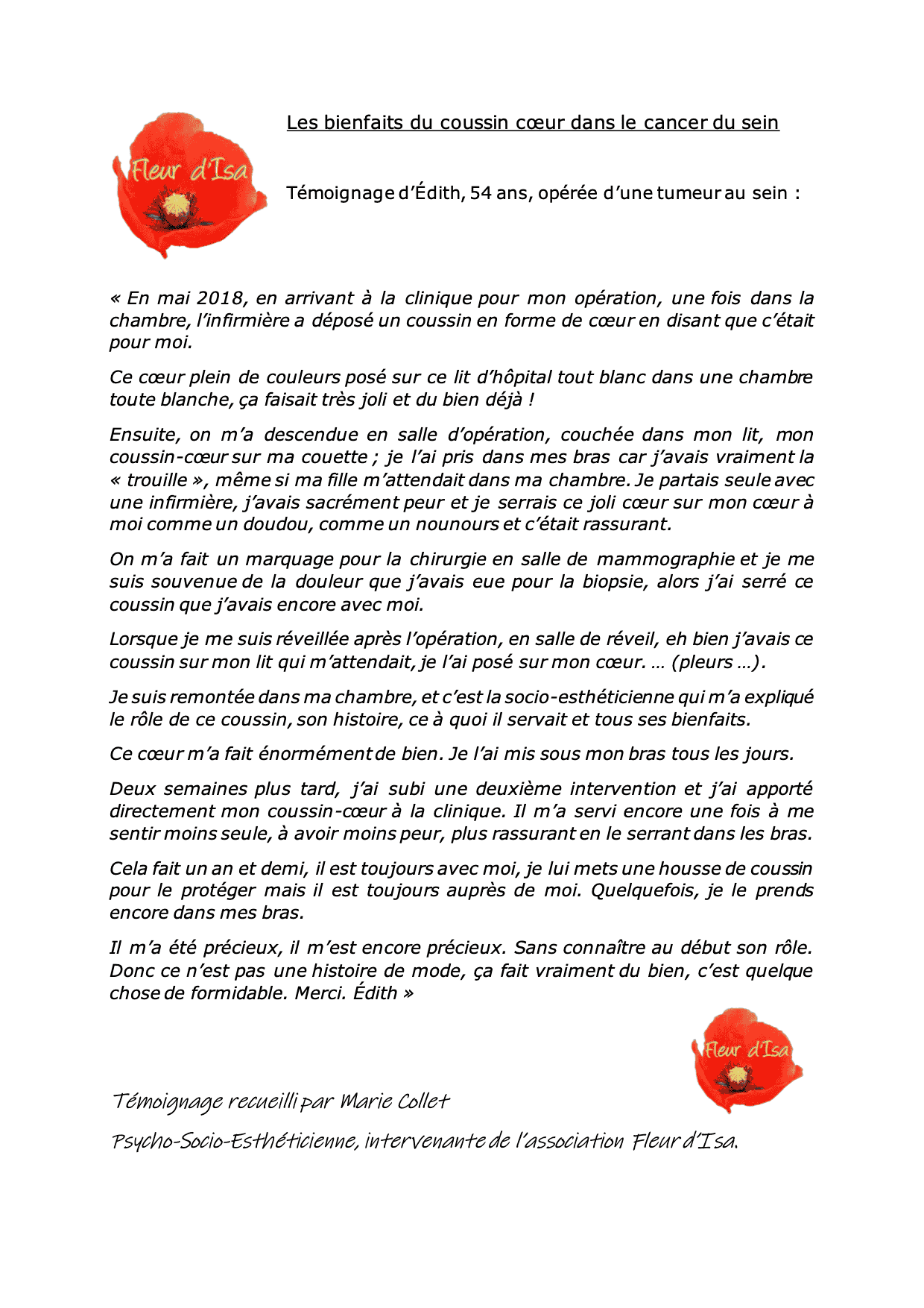 Témoignage bienfait du coussin coeur